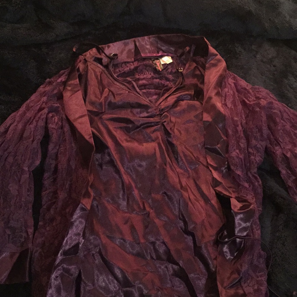 Purple lingerie and lace robe